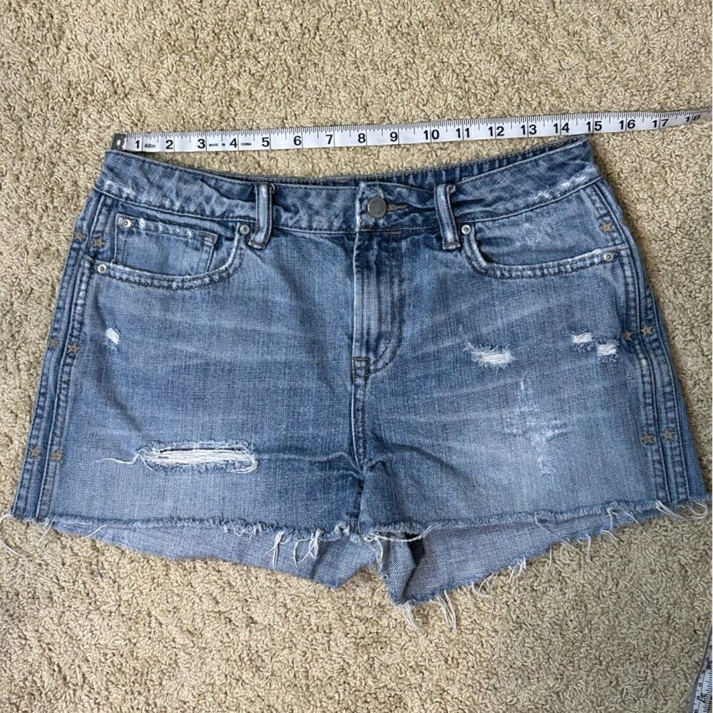 All Saints distressed blue denim shorts size 29 BIN O